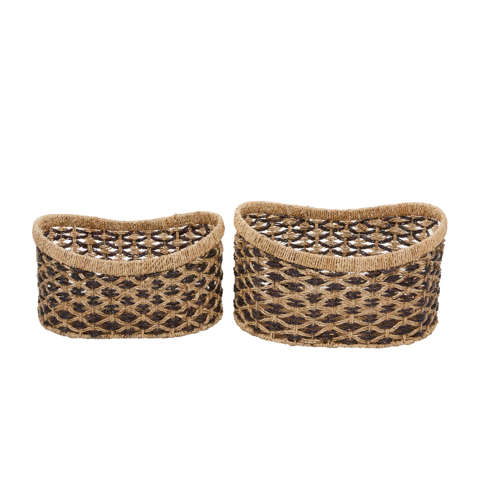 Brown Traditional Woven Sea Grass Storage Basket Set